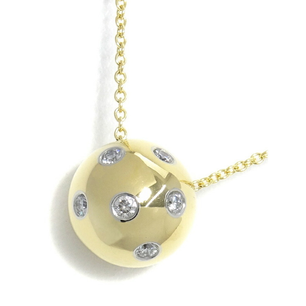 Tiffany Diamond Dots Ball Pendant Necklace Yellow Gold Platinum